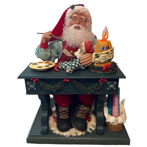 Vtg. 18" Santa Painting Toys at Desk Lighted Christmas Holiday Creations READ - Picture 1 of 15